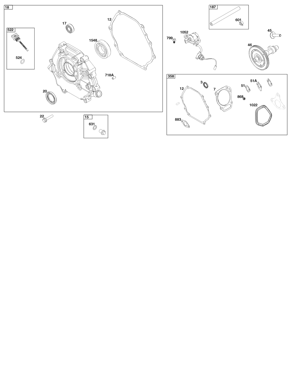 Crankcase Cover/Sump And Lubrication Group Diagram and Parts List for 25T237-0036-H5 200000 - 399999 Briggs and Stratton Engine